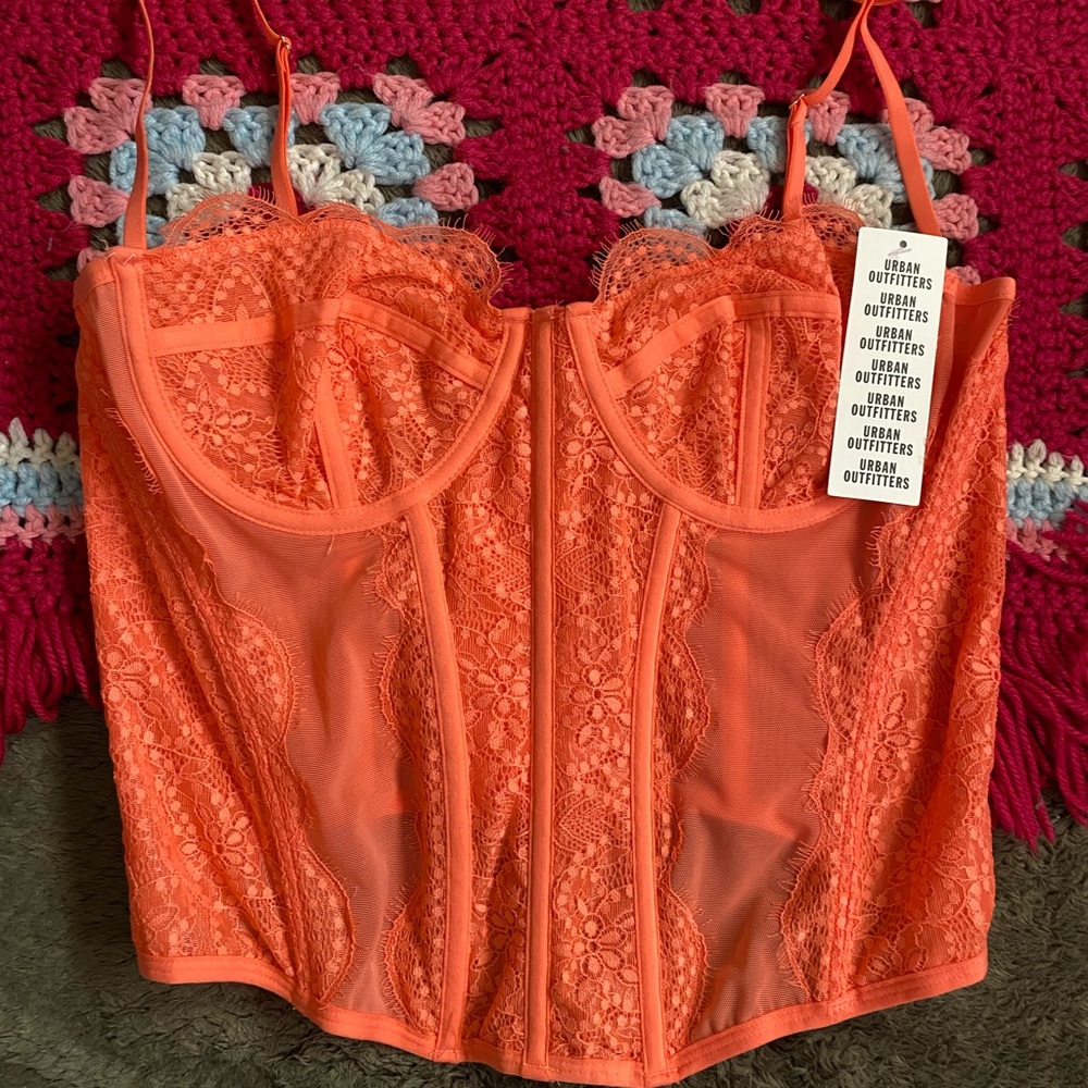 Out from Under Urban Outfitters Corset Top in Peach